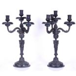 MAITLAND-SMITH; A PAIR OF SPELTER FOUR-LIGHT LOUIS XVI STYLE CANDELABRA (2)