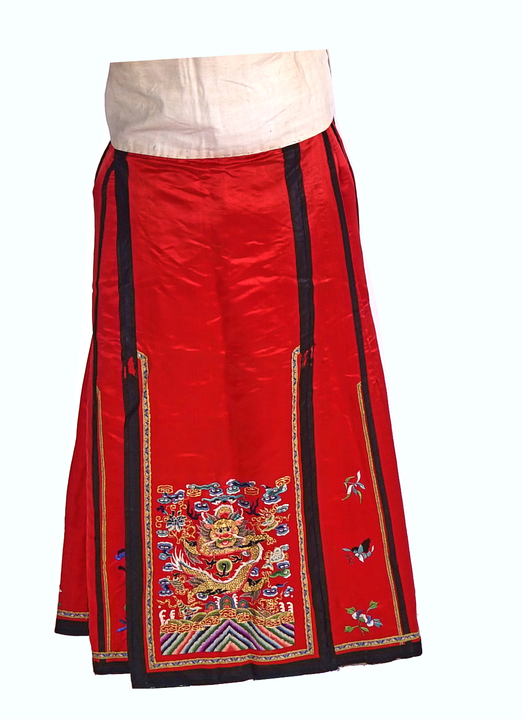 TWO CHINESE EMBROIDERED SILK APRON SKIRTS - Image 3 of 5