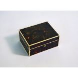 LUND 57 CORNHILL LONDON; AN EARLY 20TH CENTURY IVORY STRUNG TORTOISESHELL RECTANGULAR...