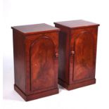 A PAIR OF 19TH CENTURY MAHOGANY SINGLE DOOR PEDESTALS