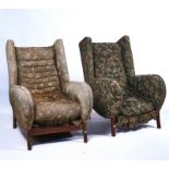 RETRO DESIGN; A PAIR OF MID-20TH CENTURY WINGBACK EASY ARMCHAIRS