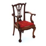 A MID-18TH CENTURY STYLE CHILD'S OPEN ARMCHAIR