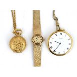 A LONGINES 9CT GOLD LADY'S BRACELET WATCH AND FOUR FURTHER ITEMS (5)