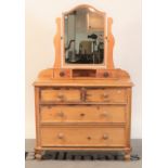 A Victorian pine dressing chest