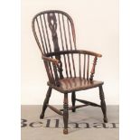 A Victorian ash and elm Windsor chair