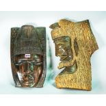 Two early 20th century carved hardwood tribal masks