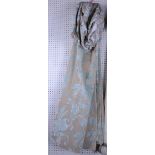 Curtains, A pair of lined and interlined curtains with blue cut velvet design.