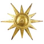 A gilt metal starburst ceiling lamp/wall appliqué