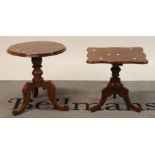 A modern Continental mahogany low tripod table