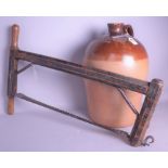 Collectibles, including a stoneware flagon, wicker basket, early 20th century saw and a gilt...