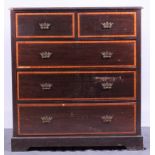 A late 19th century oak and satinwood banded chest