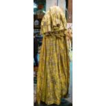 Curtains, A pair yellow silk and floral embroidered lined and interlined curtains,