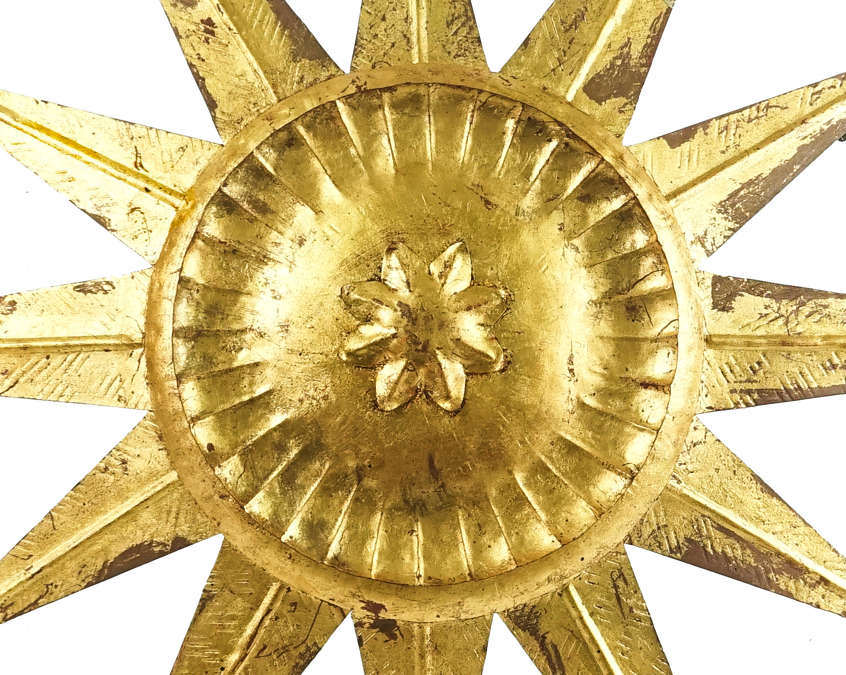 A gilt metal starburst ceiling lamp/wall appliqué - Image 3 of 3