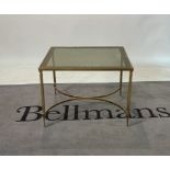 An early 20th century brass rectangular coffee table