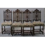 A set of five 18th century style oak high back dining chairs (6)