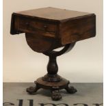 A William IV rosewood drop flap sewing table