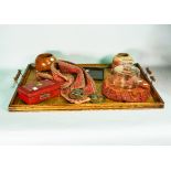 Collectibles including an early 20th century oak twin handled tray