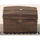 An early 20th century domed metal travelling trunk