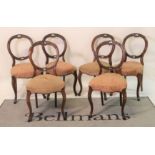 A set of six Victorian mahogany balloon back dining chairs