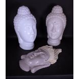 Two modern large busts of Buddha