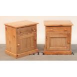 A pair of early 20th century pine bedside cupboards