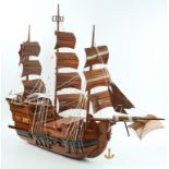 A scale hardwood model of the ‘Santa Maria’ sail ship