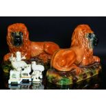 Ceramics comprising a pair of early 20th century Staffordshire lions (7)