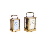 A FRENCH BRASS CARRIAGE CLOCK AND ANOTHER (2)
