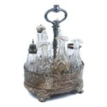 A SILVER SEVEN BOTTLE CRUET STAND