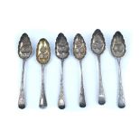 SIX SILVER BERRY SPOONS (6)