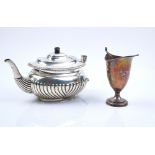 A SILVER TEAPOT AND A SILVER CREAM JUG (2)