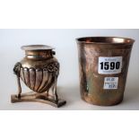 A FRENCH BEAKER AND A SILVER INK STAND (2)