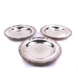 THREE SILVER PLATES AND A PAIR OF SILVER BOWLS (5)