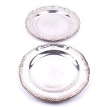 A PAIR OF EARLY GEORGE III SILVER MAIN COURSE PLATES (2)