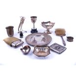 A SILVER CIGAR CASE AND FURTHER ITEMS (12)