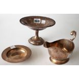 A SILVER PEDESTAL SWEET MEAT DISH AND TWO FURTHER ITEMS (3)