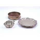 A SILVER WAITER AND TWO FURTHER ITEMS (3)