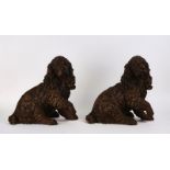 TWO PAINTED PLASTER MODELS OF SEATED SPANIELS (2)