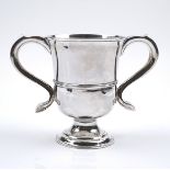 A LATE GEORGE II SILVER TWIN HANDLED CUP