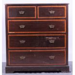 A LATE 19TH CENTURY OAK AND SATINWOOD BANDED CHEST