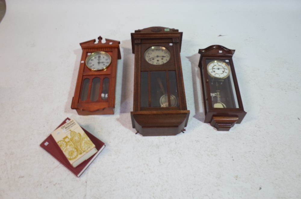 A COMITTI OF LONDON MAHOGANY CASED WALL CLOCK AND TWO FURTHER WALL CLOCKS (3)