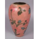 AN UNUSUAL 20TH CENTURY GILT METAL AND ENAMELLED VASE