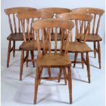 A SET OF SIX MODERN BEECH SCULLERY CHAIRS