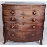 A LATE GEORGE III MAHOGANY BOW FRONTED CHEST OF DRAWERS