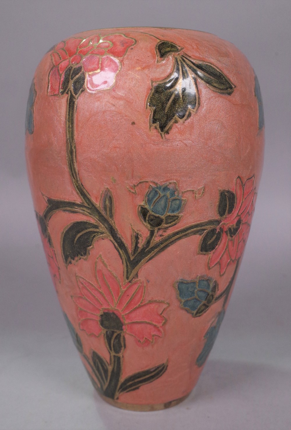 AN UNUSUAL 20TH CENTURY GILT METAL AND ENAMELLED VASE - Image 2 of 2