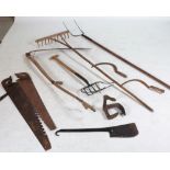A QUANTITY OF LATE 19TH CENTURY FARMING TOOLS