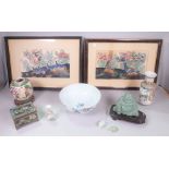 ASIAN INTEREST; A GROUP OF CERAMICS AND COLLECTABLES AND TWO PICTURES