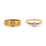 TWO GOLD AND GEM SET RINGS (2)