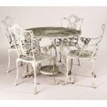 A WHITE PAINTED ALUMINIUM SHAPED CIRCULAR GARDEN TABLE (5)