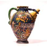 AN ITALIAN MAIOLICA SYRUP JAR